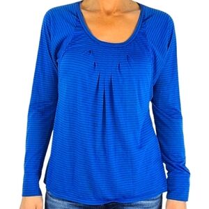 REI Pleated Front Long Sleeve Top Size Medium Blue